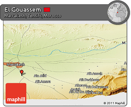 Physical Panoramic Map of El Gouassem
