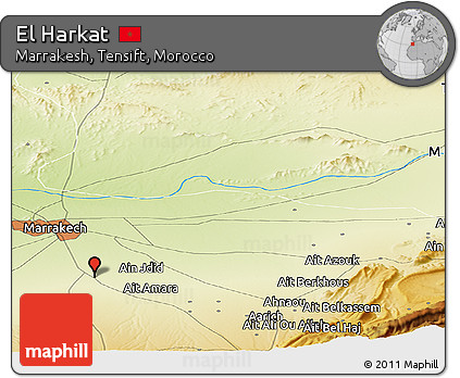 Physical Panoramic Map of El Harkat