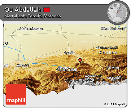 Physical Panoramic Map of Ou Abdallah