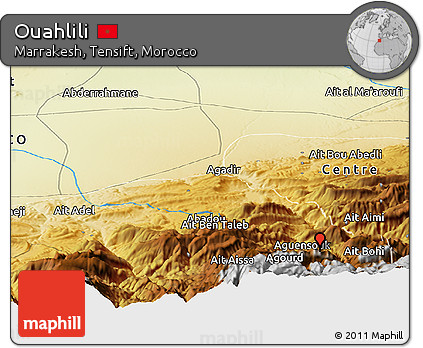 Physical Panoramic Map of Ouahlili