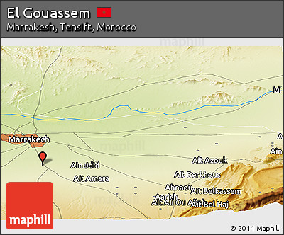 Physical Panoramic Map of El Gouassem
