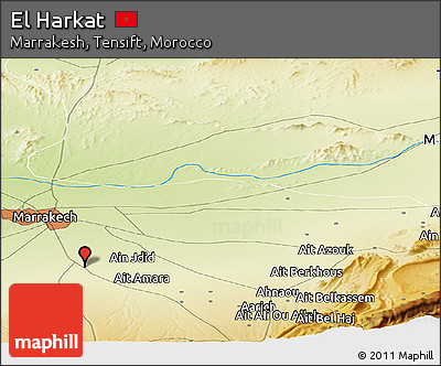 Physical Panoramic Map of El Harkat