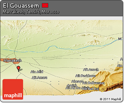 Physical Panoramic Map of El Gouassem