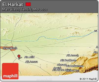 Physical Panoramic Map of El Harkat