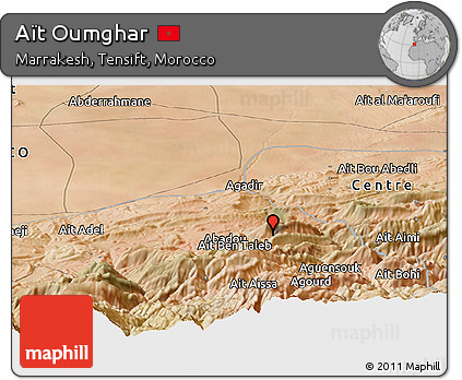 Satellite Panoramic Map of Aït Oumghar