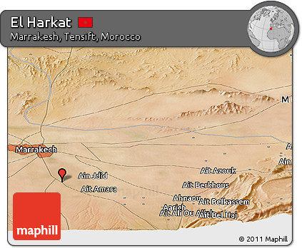 Satellite Panoramic Map of El Harkat