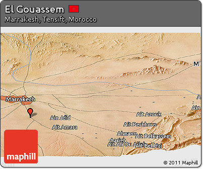Satellite Panoramic Map of El Gouassem