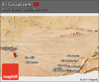 Satellite Panoramic Map of El Gouassem