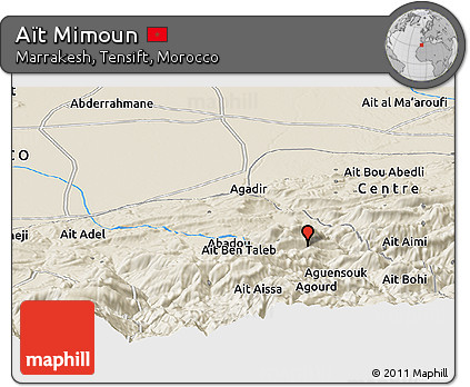Shaded Relief Panoramic Map of Aït Mimoun
