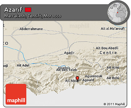 Shaded Relief Panoramic Map of Azarif