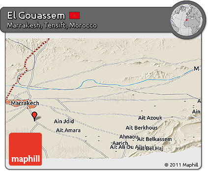 Shaded Relief Panoramic Map of El Gouassem