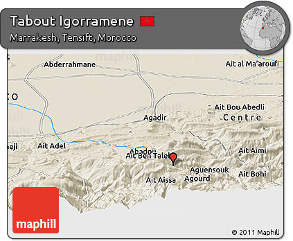 Shaded Relief Panoramic Map of Tabout Igorramene