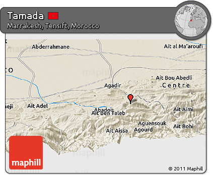 Shaded Relief Panoramic Map of Tamada