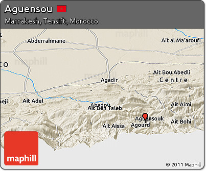 Shaded Relief Panoramic Map of Aguensou