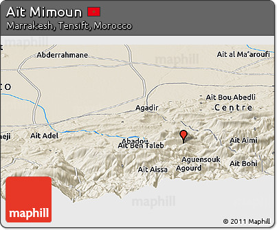 Shaded Relief Panoramic Map of Aït Mimoun