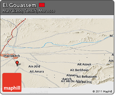 Shaded Relief Panoramic Map of El Gouassem