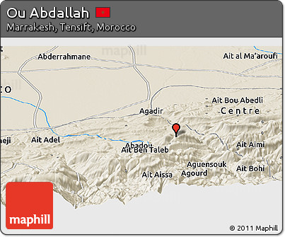 Shaded Relief Panoramic Map of Ou Abdallah