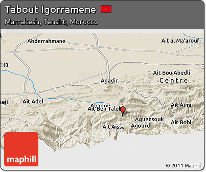 Shaded Relief Panoramic Map of Tabout Igorramene