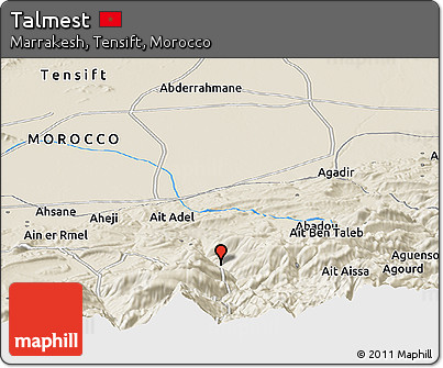 Shaded Relief Panoramic Map of Talmest