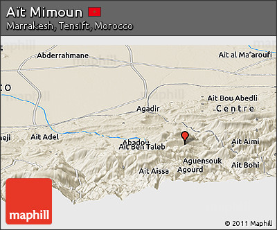 Shaded Relief Panoramic Map of Aït Mimoun