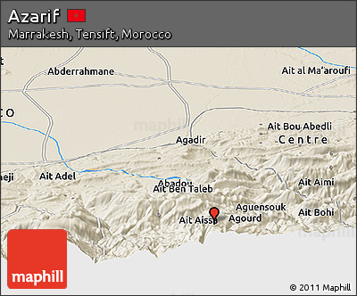 Shaded Relief Panoramic Map of Azarif