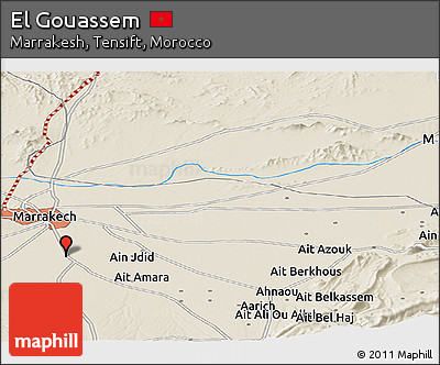 Shaded Relief Panoramic Map of El Gouassem