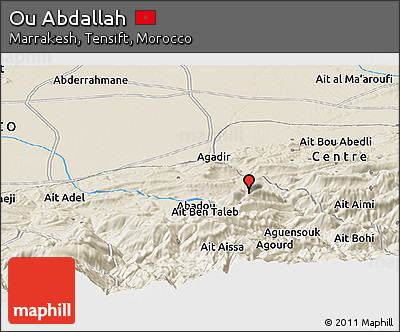 Shaded Relief Panoramic Map of Ou Abdallah