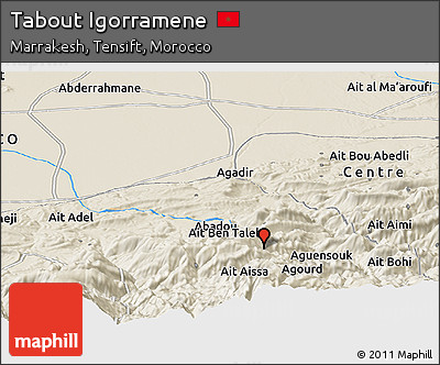 Shaded Relief Panoramic Map of Tabout Igorramene