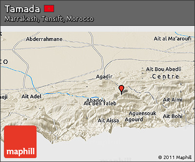 Shaded Relief Panoramic Map of Tamada