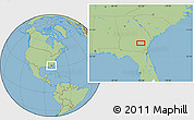 Savanna Style Location Map of the area around 31° 39' 38" N, 82° 22' 30" W