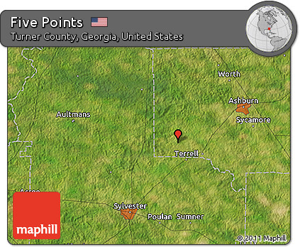 Satellite 3D Map of Five Points