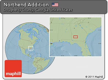 Savanna Style Location Map of Northend Addition, hill shading