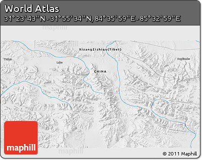 Physical 3D Map of the Area around 31° 39' 38" N, 85° 4' 29" E