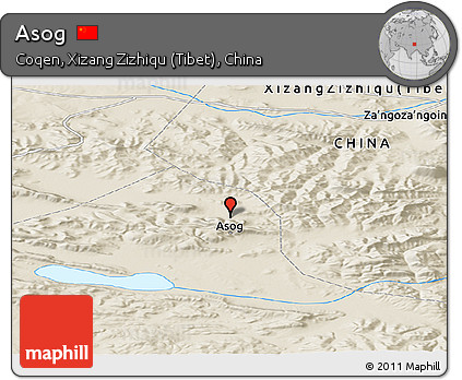 Shaded Relief Panoramic Map of Asog