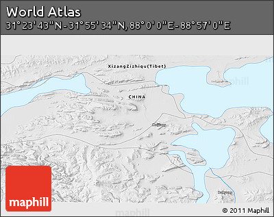Physical 3D Map of the Area around 31° 39' 38" N, 88° 28' 29" E