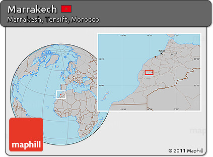 Gray Location Map of Marrakech