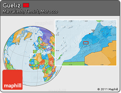 Political Location Map of Gueliz