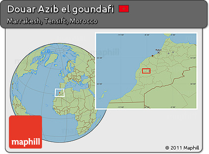 Savanna Style Location Map of Douar Azib El Goundafi