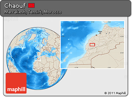 Shaded Relief Location Map of Chaouf