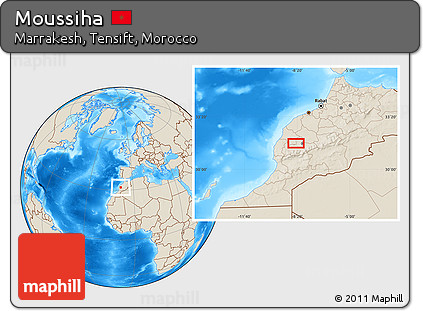 Shaded Relief Location Map of Moussiha