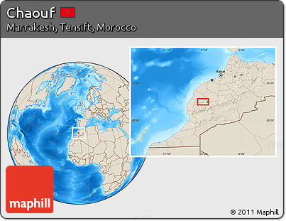 Shaded Relief Location Map of Chaouf