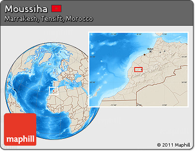 Shaded Relief Location Map of Moussiha