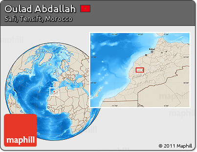 Shaded Relief Location Map of Oulad Abdallah