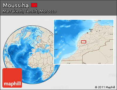 Shaded Relief Location Map of Moussiha