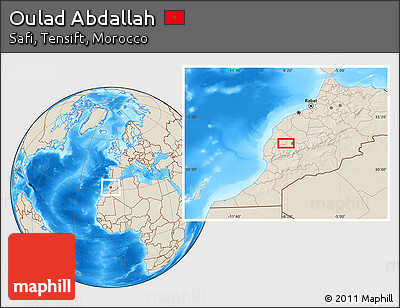 Shaded Relief Location Map of Oulad Abdallah