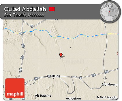 Shaded Relief Map of Oulad Abdallah
