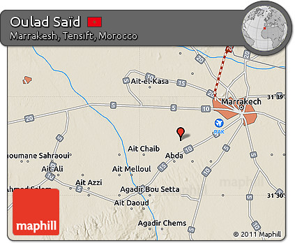Shaded Relief Map of Oulad Saïd