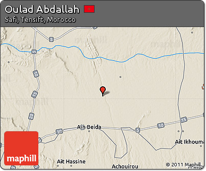 Shaded Relief Map of Oulad Abdallah