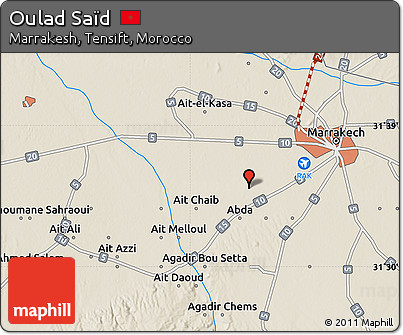 Shaded Relief Map of Oulad Saïd