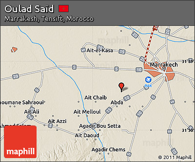 Shaded Relief Map of Oulad Saïd